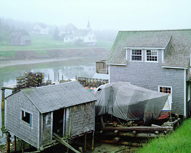 Frenchboro Fog with Covered Lobster Boat